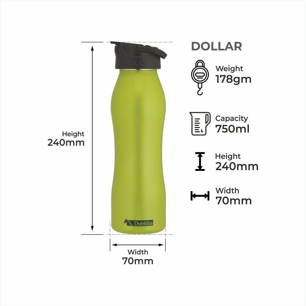 Dubblin Dollar Stainless Steel Sipper Water Bottle | Grocsy
