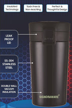Signoraware Hot Pour Coffeemate Insulated Mug Tumbler - 350 ml (Black) | Grocsy