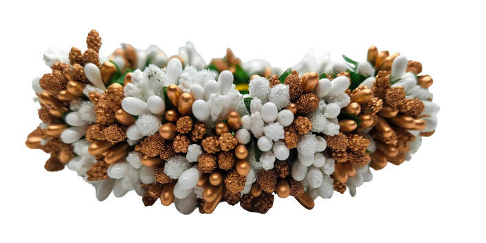 White & Gold Pollens Hair Gajra | Grocsy