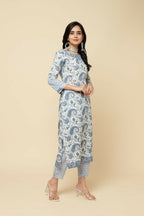 Designer Stylish White Keri cotton Stitched Suit With Dupatta - Tanisha | Grocsy