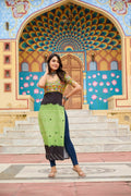 Vastranavya Parrot Navratri Special Kutchi Gamthi Work with Printed Kurti | Grocsy