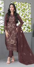 Anaita Maroon Faux Georgette Semi Stitched Suit with Embroidery Sequence Work | Grocsy
