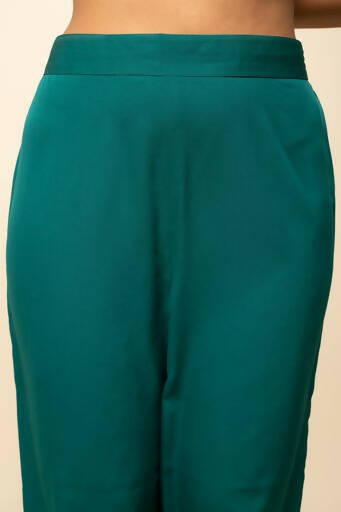 FIORRA Women's Teal Blue Crepe A-Line Kurta Pant with Dupatta | Grocsy