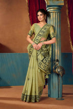 Jyoti Fashion Women's Green Modal Zari Woven Saree with Blouse | Grocsy