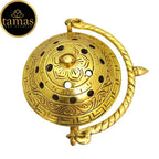 Tamas Brass Small Dhoop Burner with Handle and Lid (Golden) | Grocsy