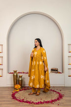 Joban Fashion Musard Yellow Tie & Dye Cotton Suit Set | Grocsy