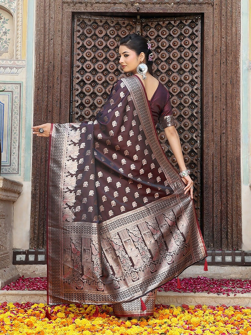 Shree Shyam Fashion Red Silk Saree | Grocsy