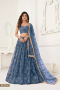 Aastha Fashion More Peach Butterfly Net Tone To Tone Thread Work, Sequence Work And Original Mirror Work Embroidery Wedding Wear Lehenga Choli | Grocsy