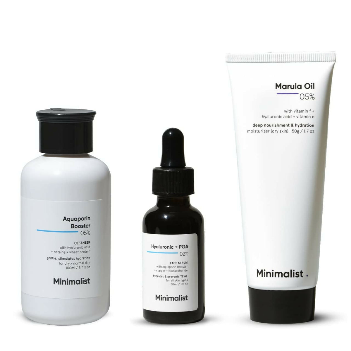 Minimalist Dry Skincare Kit - Face Wash, Moisturizer & Serum | Grocsy