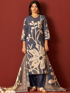 Indo Era Women Floral Printed Beads and Stones Kurta with Trousers & Dupatta Kurta Sets | Grocsy
