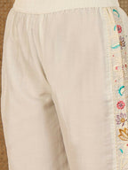 Joban Fashion Women Off-White Roman Silk Embroidered Stitched Kurta Set | Grocsy