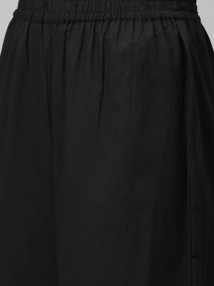 Yufta Women Black & Golden Solid Kurta with Palazzo & Dupatta | Grocsy