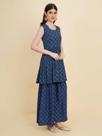 Designer Stylish Blue cotton Stitched Suit With Dupatta - Tanisha | Grocsy