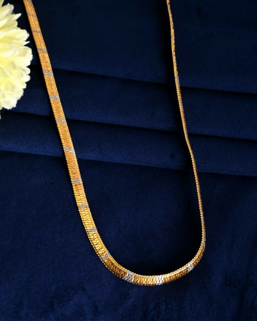 VOJ Dual Toned Self Designed Gold-Polished Chain For Men | Grocsy