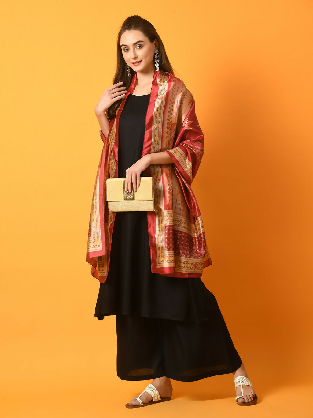 Myshka Women's Black Solid Anarkali Party Kurta Set With Printed Dupatta | Grocsy