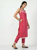 Myshka Women's Pink Printed Kurta With Trouser | Grocsy