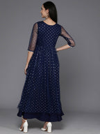 Ahalyaa Women's Traditional wear Ethnic Dress - Navy Blue | Grocsy