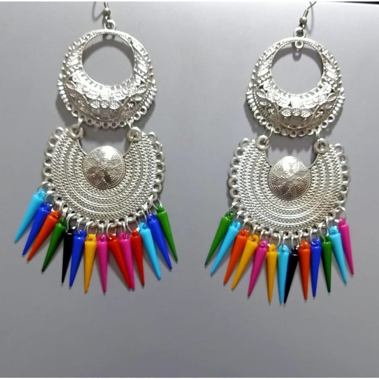 MS Fashion India Silver Oxidized Fashion Chandali Afghani Hanging Earrings | Grocsy