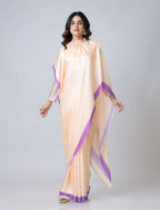 Vastranavya Peach Mandala Print Free Hand Ready to Wear Saree | Grocsy