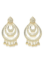 Mominos Fashion Johar Kamal Triple Circle White With Red Golden Big Size Earrings