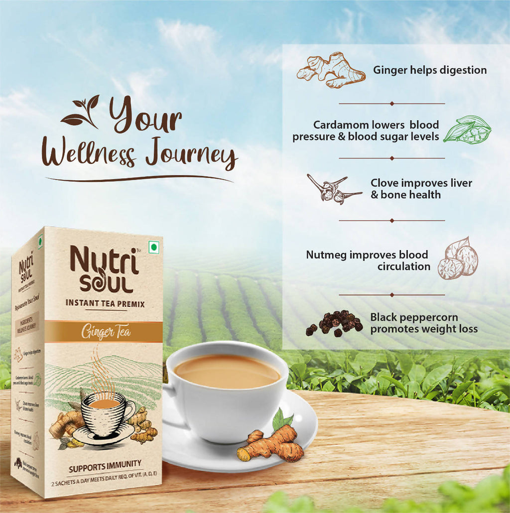 Nutrisoul Instant Tea Premix Ginger Tea | Grocsy