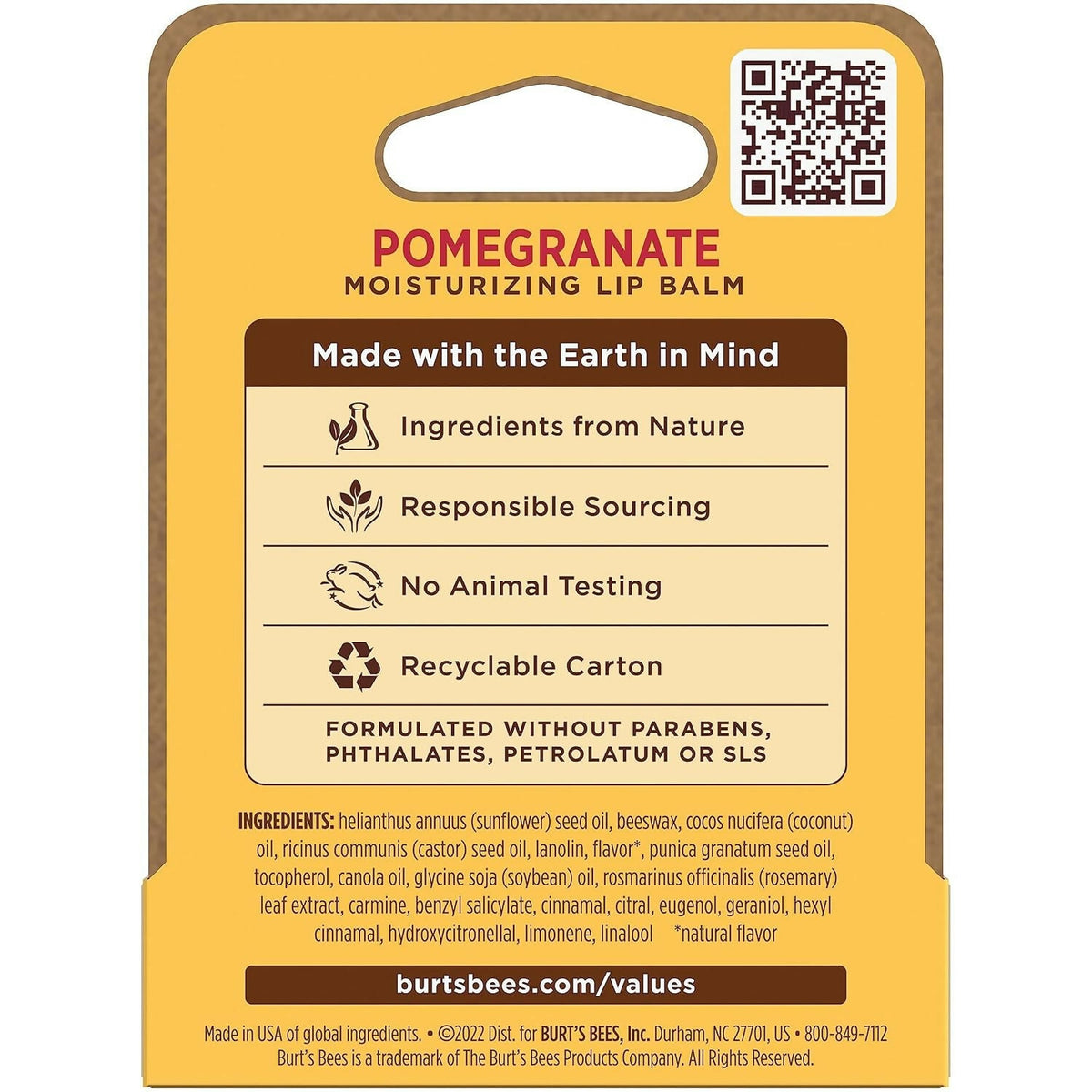 Burt's Bees Pomegranate Moisturizing Lip Balm | Grocsy