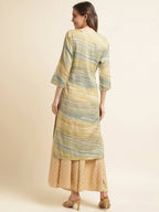 Green Poly Rayon Stripe Printed Straight Fit Kurta - Prasuti | Grocsy