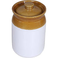 Raj Royal Cream Pottery Hand Painted Ceramic Cornichon Storage Jar for Pickle | Grocsy
