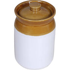 Raj Royal Cream Pottery Hand Painted Ceramic Cornichon Storage Jar for Pickle | Grocsy