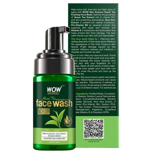Wow Skin Science Green Tea Foaming Face Wash | Grocsy