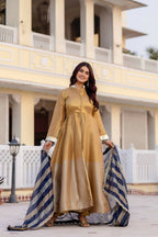 Teeya Creation Multi Color Pure Banarasi Viscose Wedding Wear Long Gown | Grocsy
