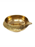 Spillbox Gold Toned Textured Brass Diya without Stand | Grocsy