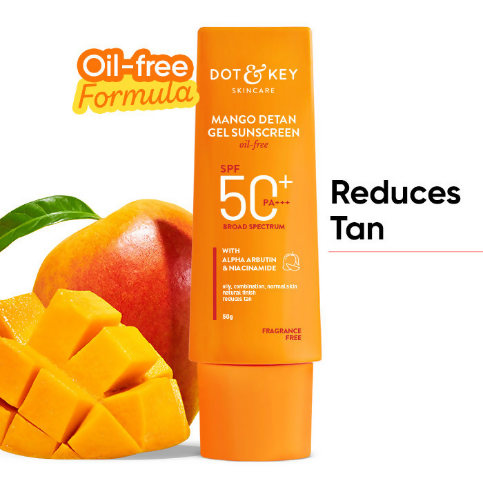 Dot & Key Mango Detan Oil-Free Sunscreen Gel SPF 50+ PA+++ | Grocsy
