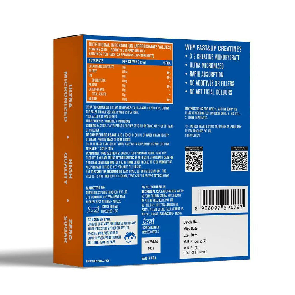 Fast&Up Creatine Monohydrate Helps Sustain Longer Workout | Grocsy