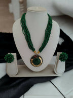 Inhanns All-Day Statement Beaded Necklace Set - Green | Grocsy