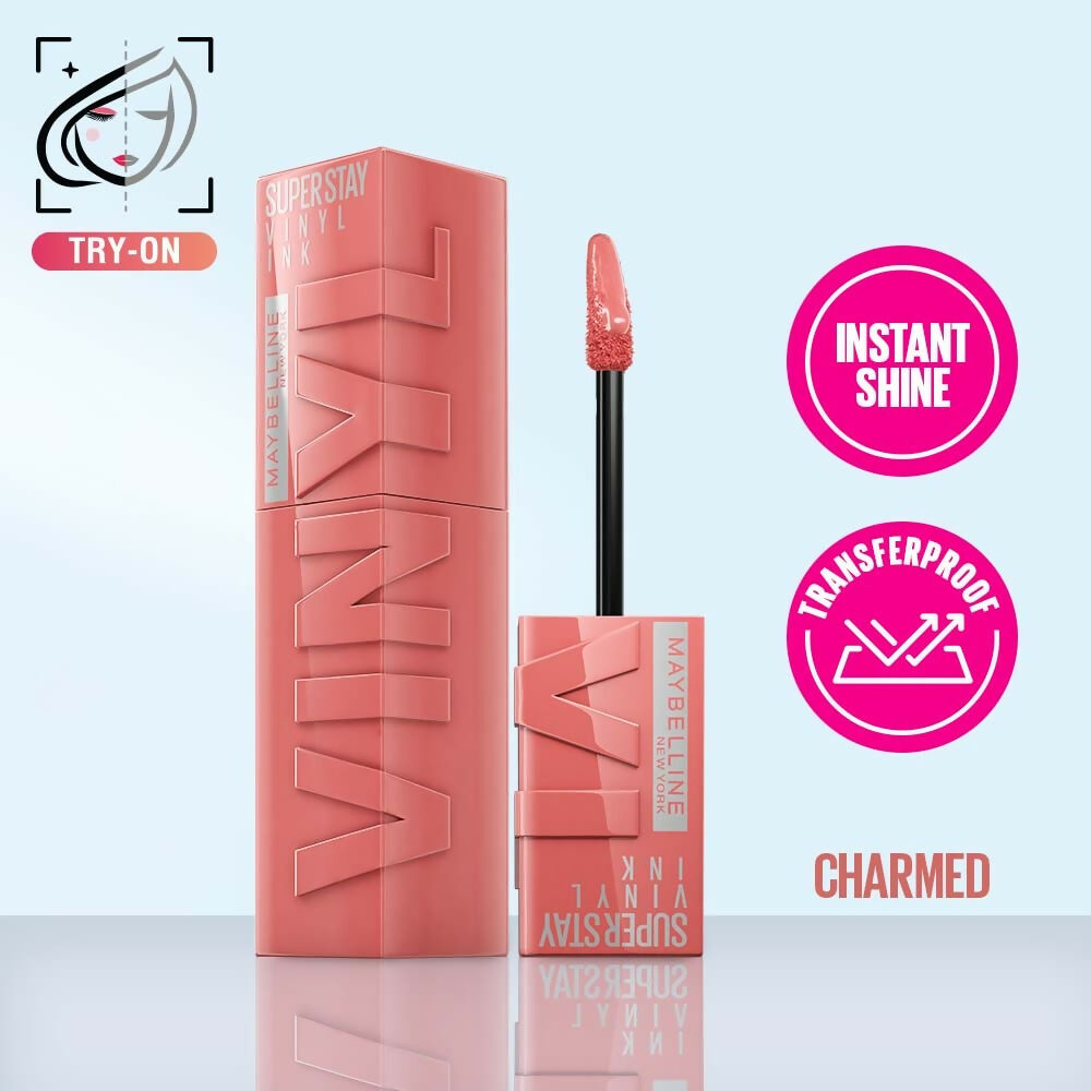 Maybelline New York Super Stay Vinyl Ink Liquid Lipstick, Instant Shine Lasts Up To 16H - Charmed | Grocsy