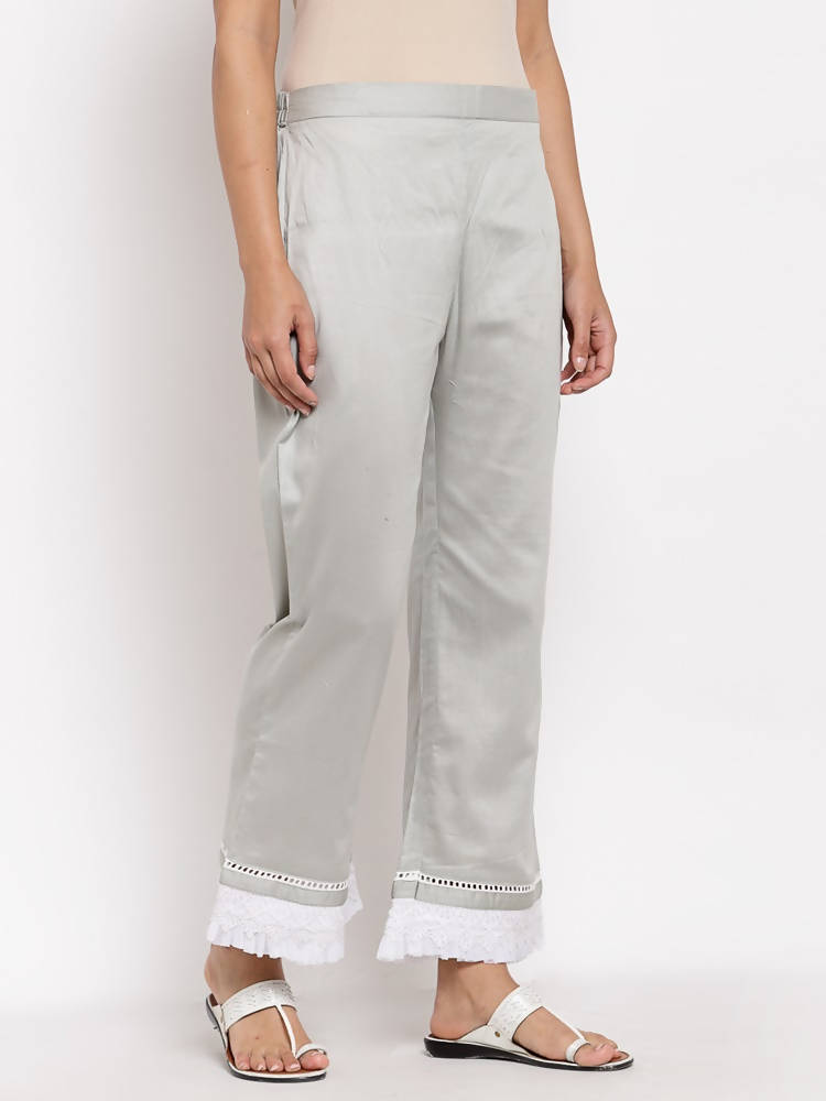 Myshka Beautiful Women's Grey Cotton Solid Casual Trouser | Grocsy
