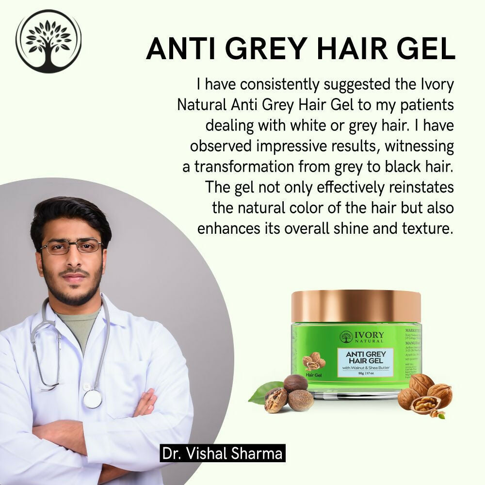 Ivory Natural Grey Gel For Hair Restore Natural Dark Shine And Luster | Grocsy