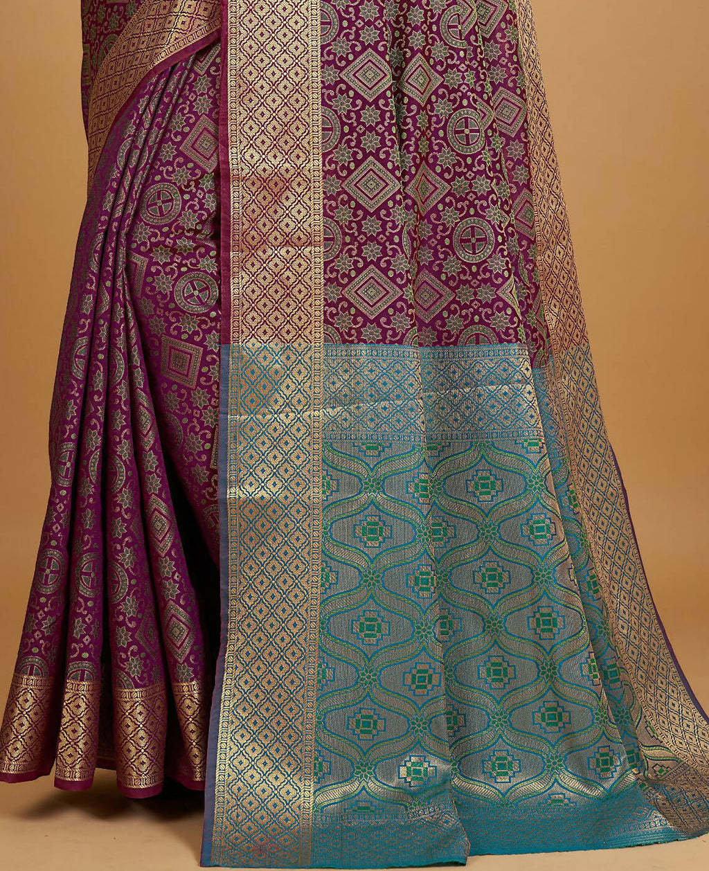 Wine Silk Woven Design Saree With Unstitched Blouse Piece - Akshita | Grocsy