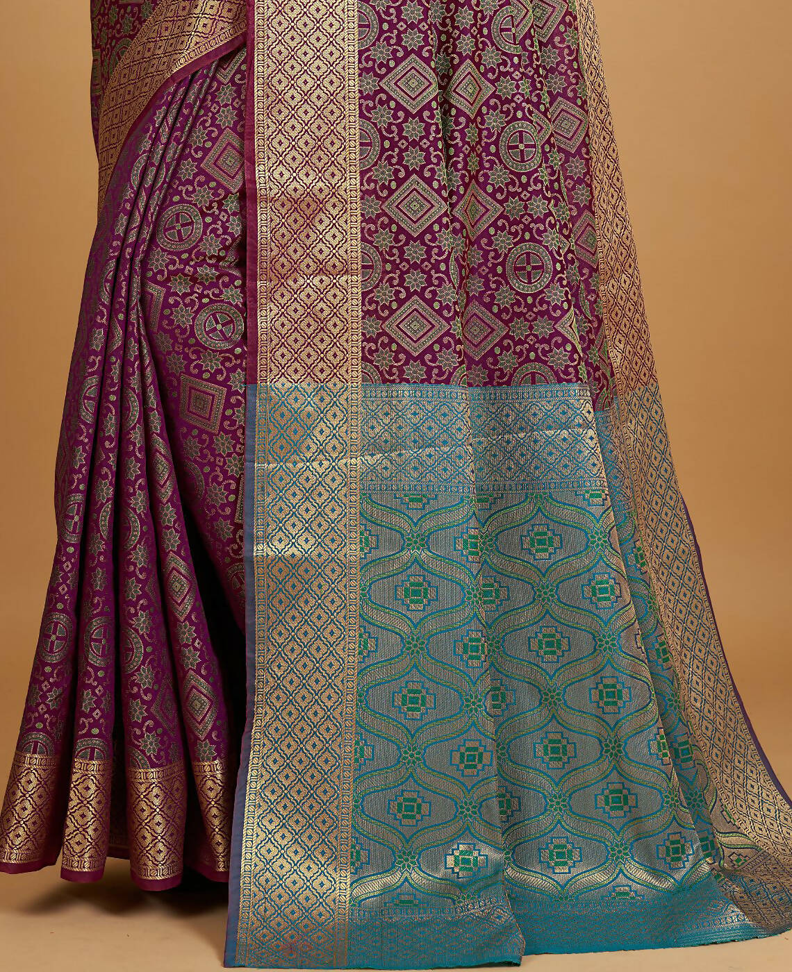 Wine Silk Woven Design Saree With Unstitched Blouse Piece - Akshita | Grocsy