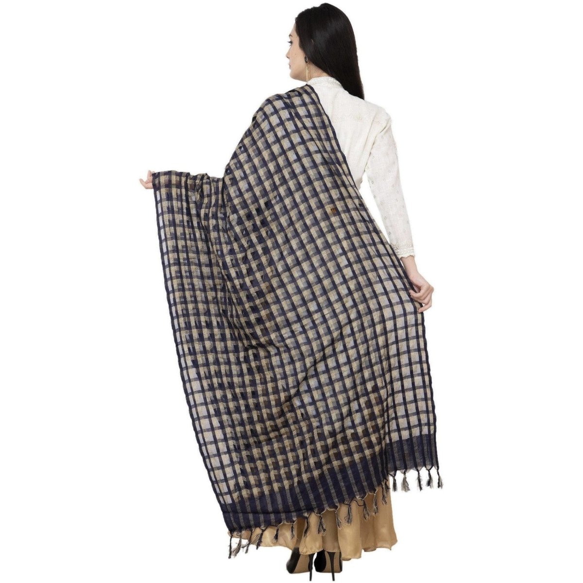 A R Silk Golder Box Regular Dupatta Color Navy Dupatta or Chunni | Grocsy