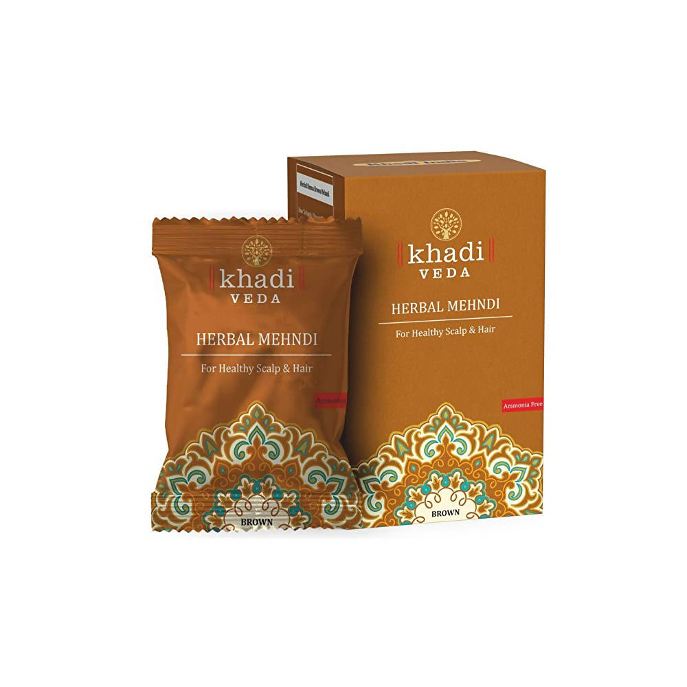 Khadi Veda Brown Herbal Mehndi For Healthy Scalp & Hair | Grocsy