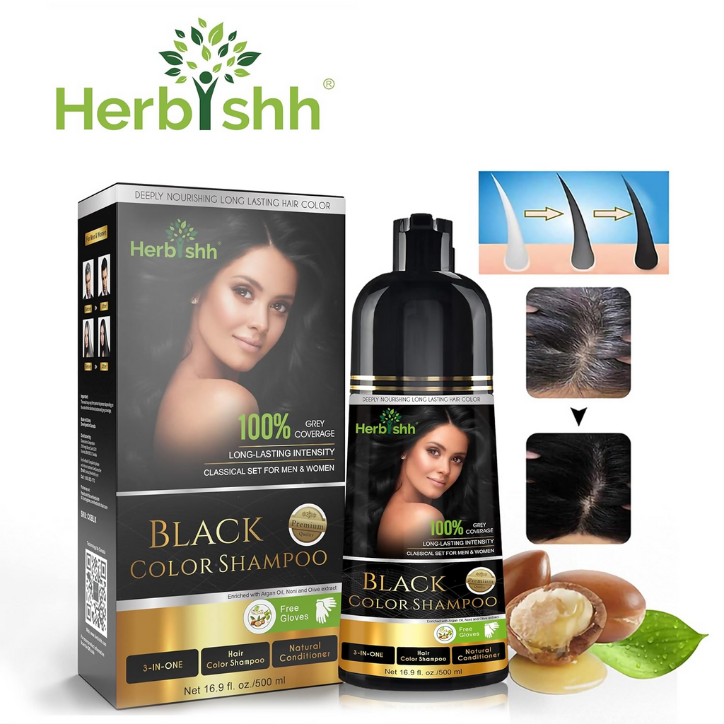 Herbishh Black Hair Color Shampoo | Grocsy