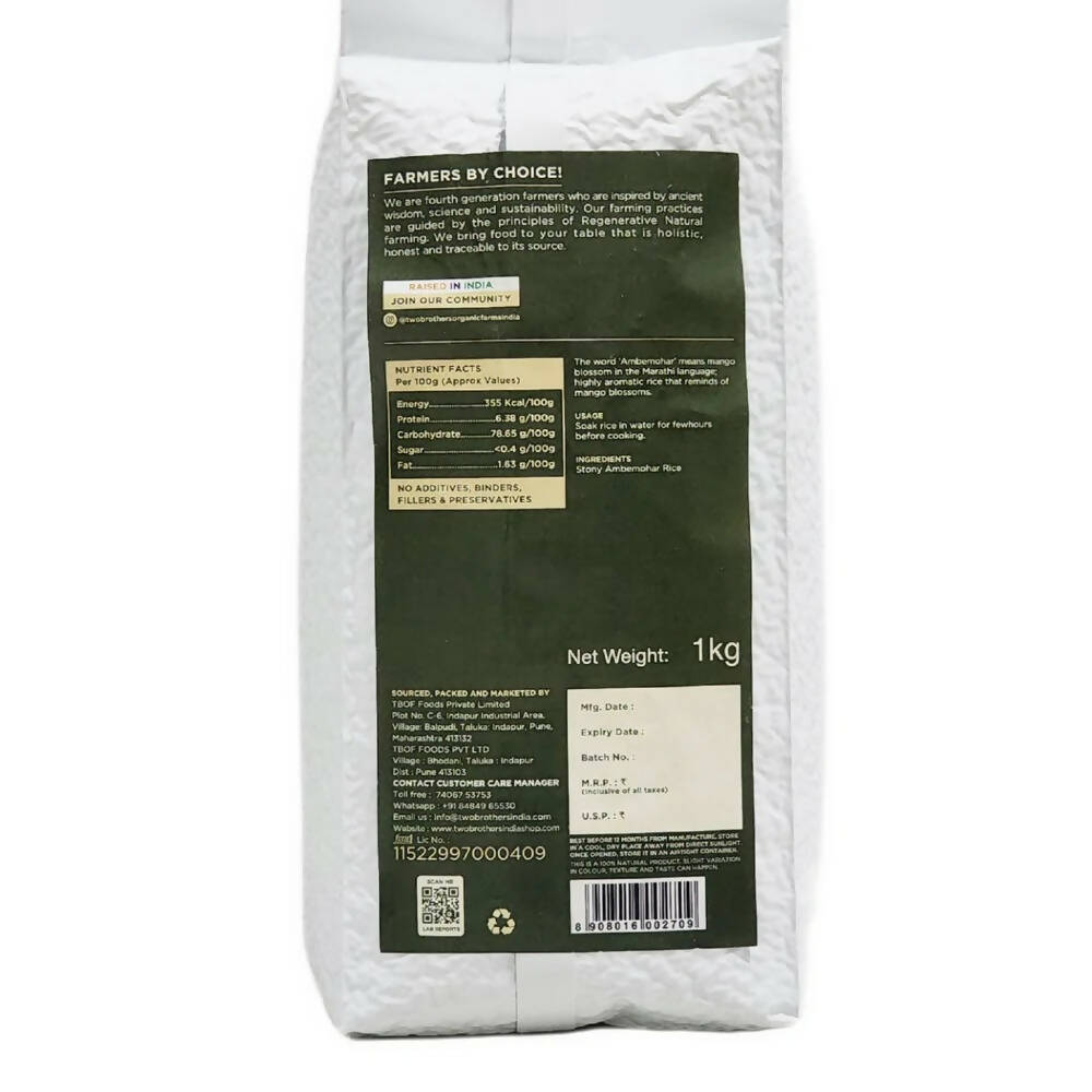 Two Brothers Organic Farms Stony Ambemohar Rice, Unpolished | Grocsy