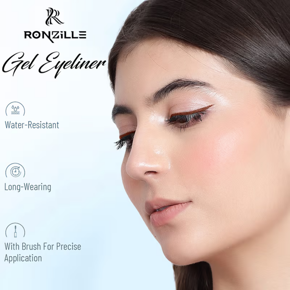 Ronzille 36Hr Waterproof And Smudge Proof Long Wear Gel Eyeliner With Brush - Black And Brown | Grocsy