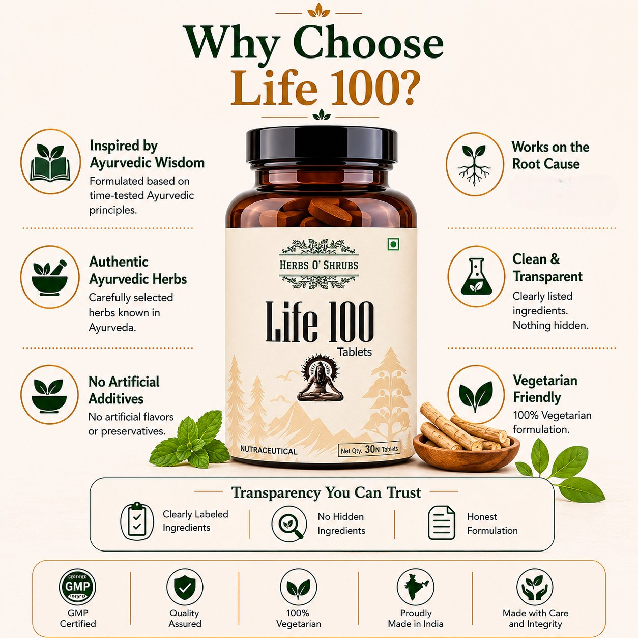 HerbsO’Shrubs Life-100 Tablets | Grocsy