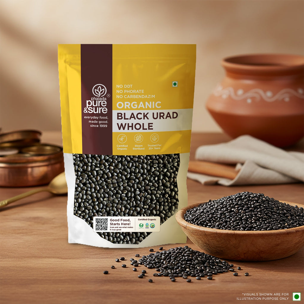 Pure & Sure Organic Black Urad Whole | Grocsy