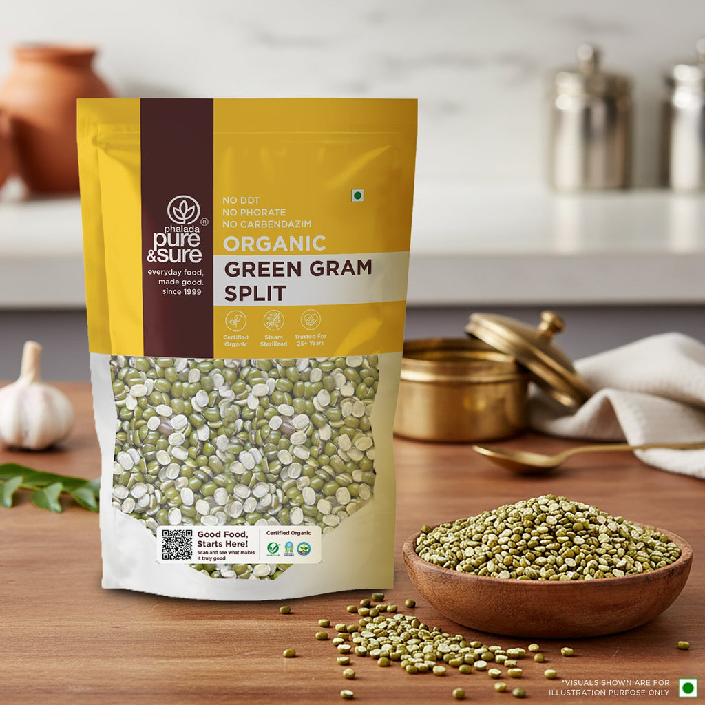 Pure & Sure Organic Green Gram Split | Grocsy
