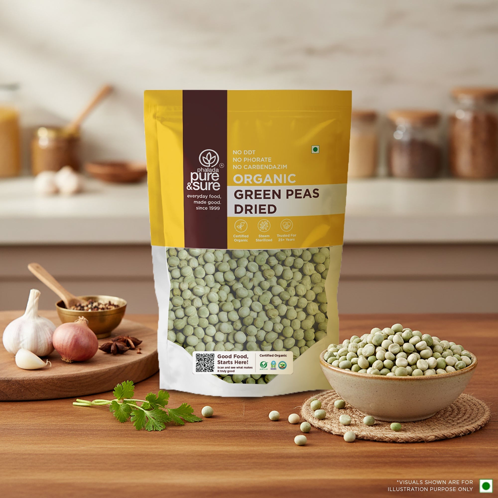 Pure & Sure Organic Green Peas Dried | Grocsy
