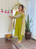 The52 Women's Viscose Embroidery work Straight Kurta with Pant and Dupatta Set | Grocsy
